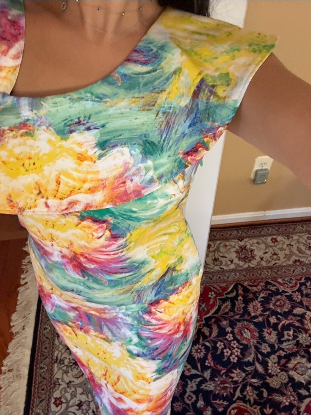 Floral One-Shoulder Bodycon Dress in Multi